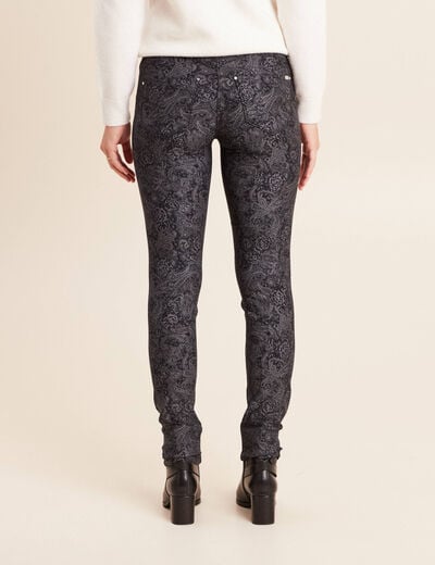 Pantalon coupe ajust&eacute;e enduit gris acier femme