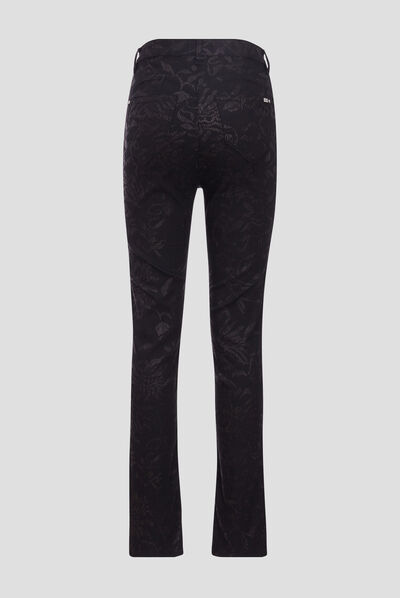 Pantalon ajusté denim noir femme
