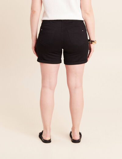 Short droit en jean noir femme