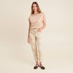 Pantalon coupe mom 7/8&egrave;me beige femme