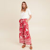 Pantalon large taille haute ecru femme