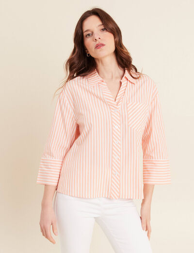 Chemise manches 3/4 orange femme