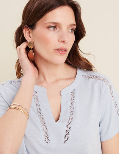 T-shirt manches courtes bleu clair femme