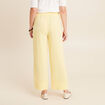 Pantalon large taille haute jaune pastel femme