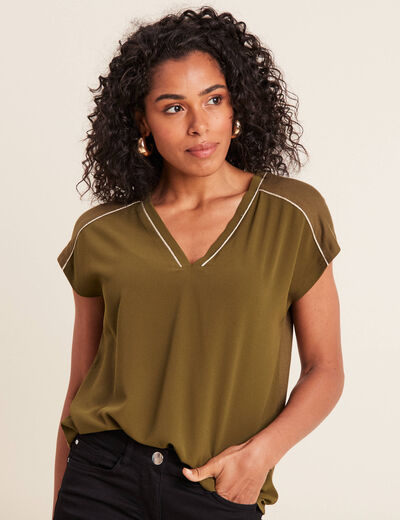T-shirt manches courtes vert olive femme