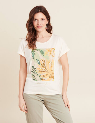 T-shirt manches courtes ecru femme