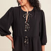 blouse ample col rond manches 3/4 noir femme