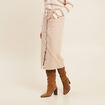 Jupe longue droite en jean denim beige femme