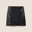 Jupe trap&egrave;ze courte aspect daim noir femme