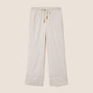 Pantalon large taille haute taupe femme