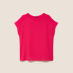 T-shirt bi-mati&egrave;re manches courtes rose fushia femme