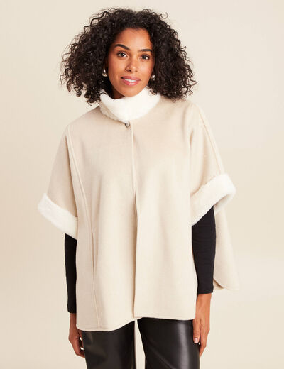 Poncho cape coupe ample ivoire femme