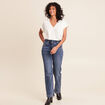 T-shirt col v manches courtes brillant ecru femme