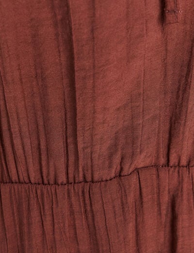 Robe longue &eacute;vas&eacute;e manches courtes marron femme