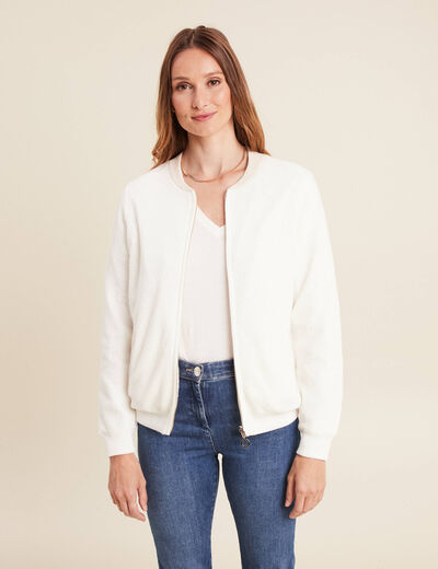 Gilet r&eacute;versible brod&eacute;e ecru femme