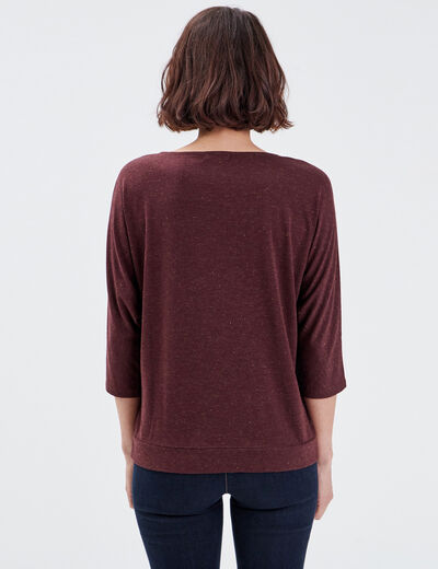 T-shirt manches 3/4 marron femme
