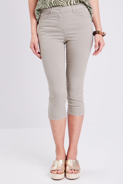 Pantacourt droit taille standard vert clair femme