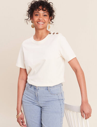 T-shirt manches courtes ecru femme