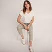 Pantalon coupe droite à coulisse vert clair femme