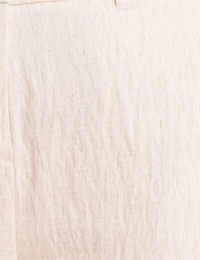 Pantalon large taille haute beige femme