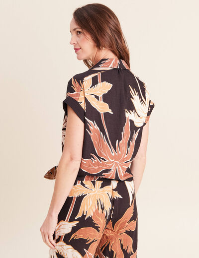 Chemise fluide manches courtes noir femme