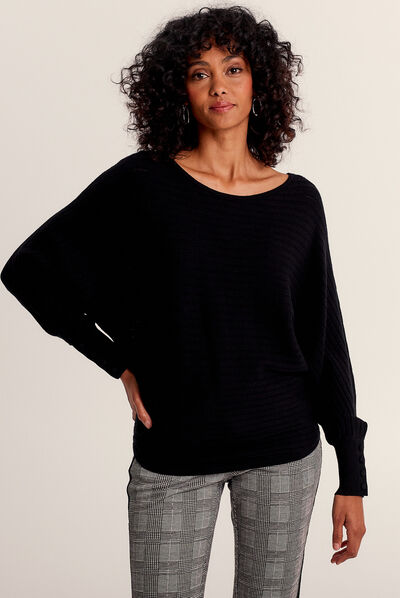 Pull manches longues noir femme