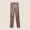 Pantalon iris&eacute; en similicuir marron fonc&eacute; femme