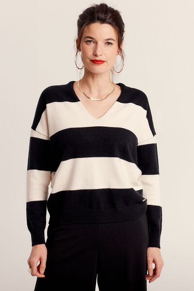 Pull manches longues creme femme