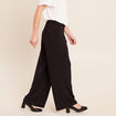 Pantalon coupe large taille haute maille noir femme