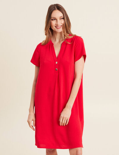 Robe droite manches courtes rouge femme