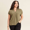 Blouse manches courtes vert kaki femme