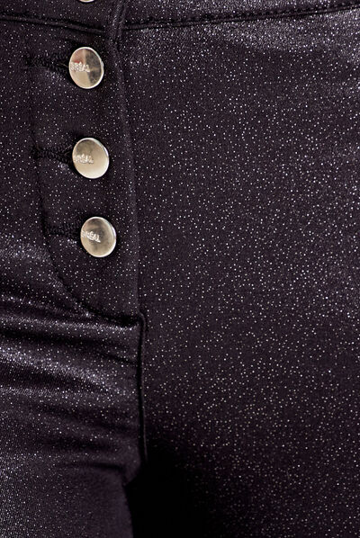 Pantalon ajusté enduit noir femme