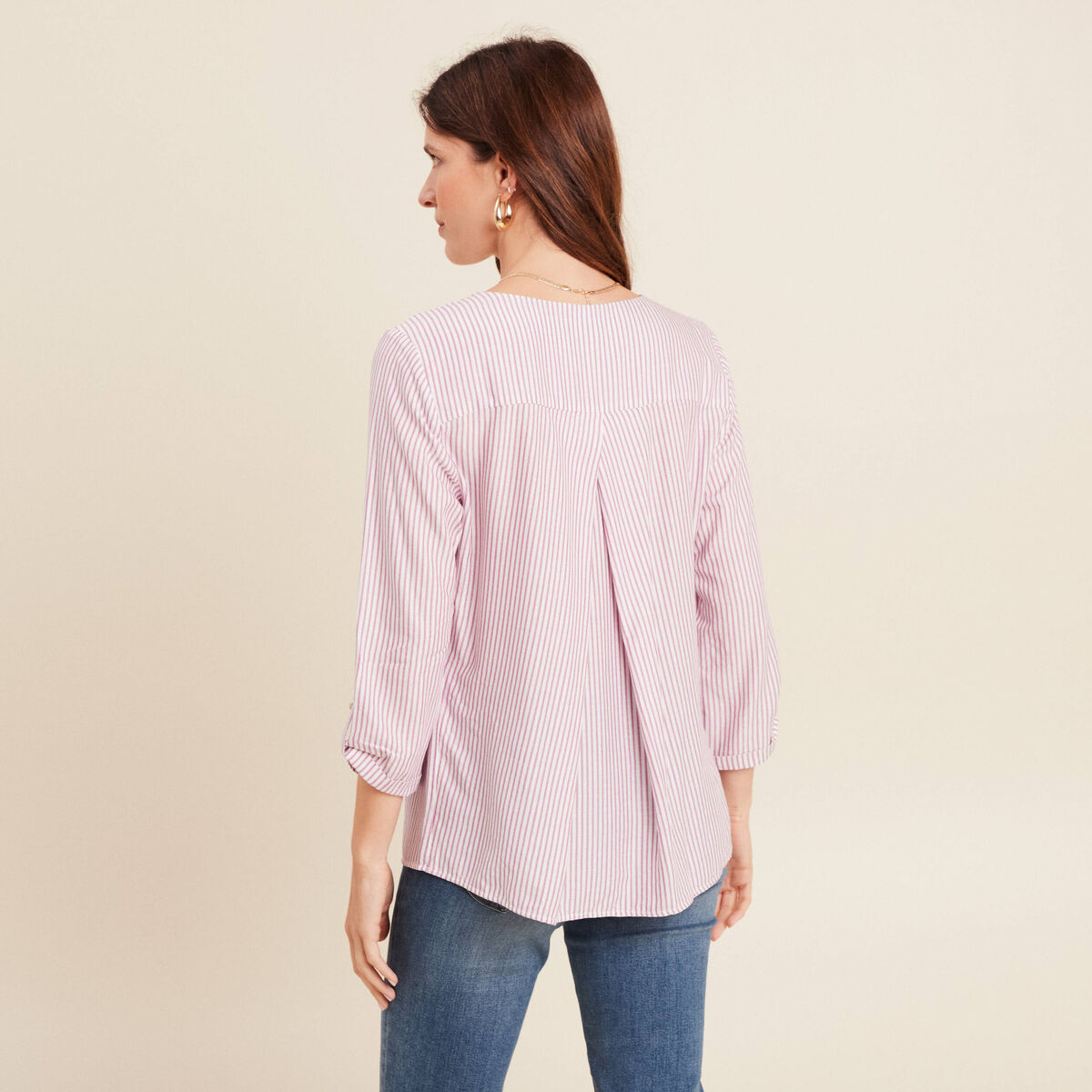 blouse fluide manches 3/4 bordeaux femme