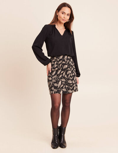 Jupe droite courte noir femme