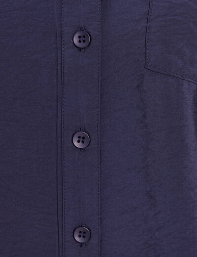 Chemise ample courte &agrave; manches courtes bleu marine femme
