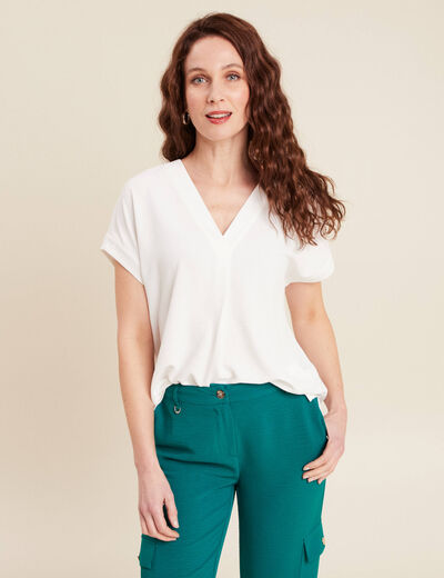 Blouse manches courtes ecru femme