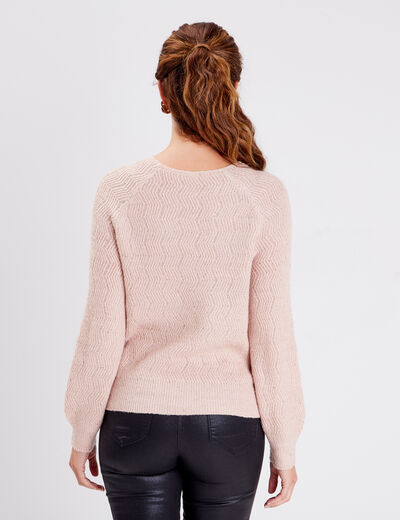 Pull manches longues à sequins vieux rose femme