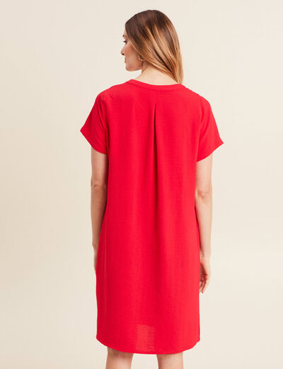 Robe droite manches courtes rouge femme