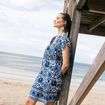 Robe évasée col tunisien bleu femme