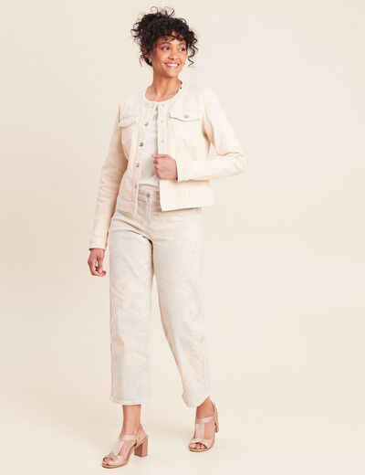 Veste cintr&eacute;e r&eacute;versible manches longues beige femme