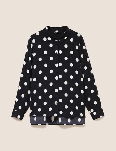 Chemise fluide manches longues noir femme