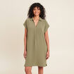 Robe droite col en V vert kaki femme