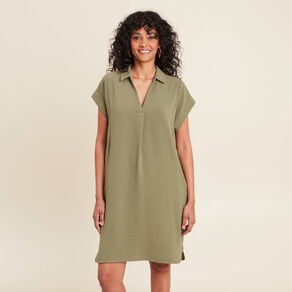 robe droite col en v vert kaki femme Robe droite col en V vert kaki femme