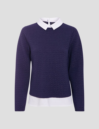 T-shirt manches longues bleu foncé femme