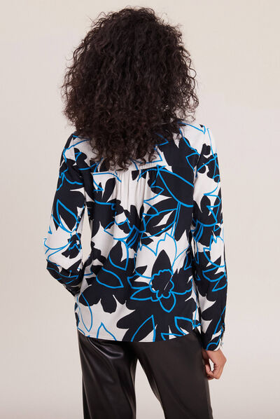 Blouse manches longues bleu electrique femme