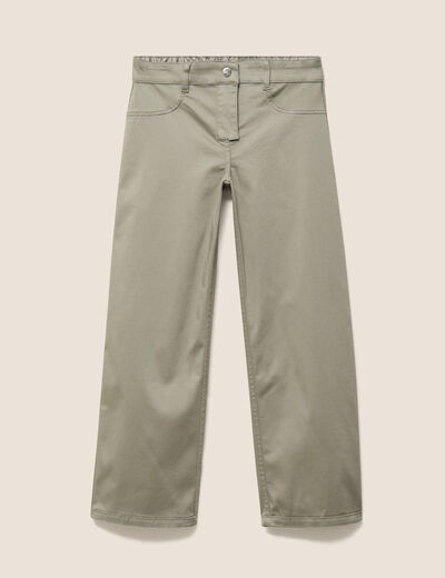 Pantalon droit 7/8&egrave;me taille bascul&eacute;e gris femme