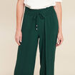 pantalon large taille haute vert foncé femme