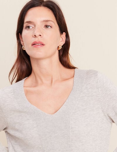 Pull manches longues gris clair femme