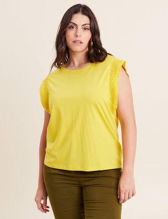 T-shirt sans manches vert anis femme