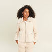 Blouson droit velours manches longues sable femme